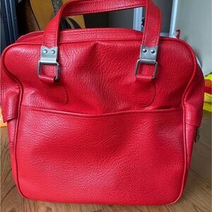 Vibrant Red Pleather Tote Bag-1970’s Sears